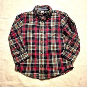 Gymboree boys size 4T button down shirt, blue, red, green & white plaid, vguc
